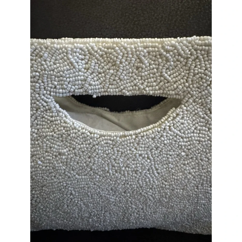 Rachel Zoe Beaded Donut Clutch‎ Cream Gold Chain Crossbody Novelty Bag NEW